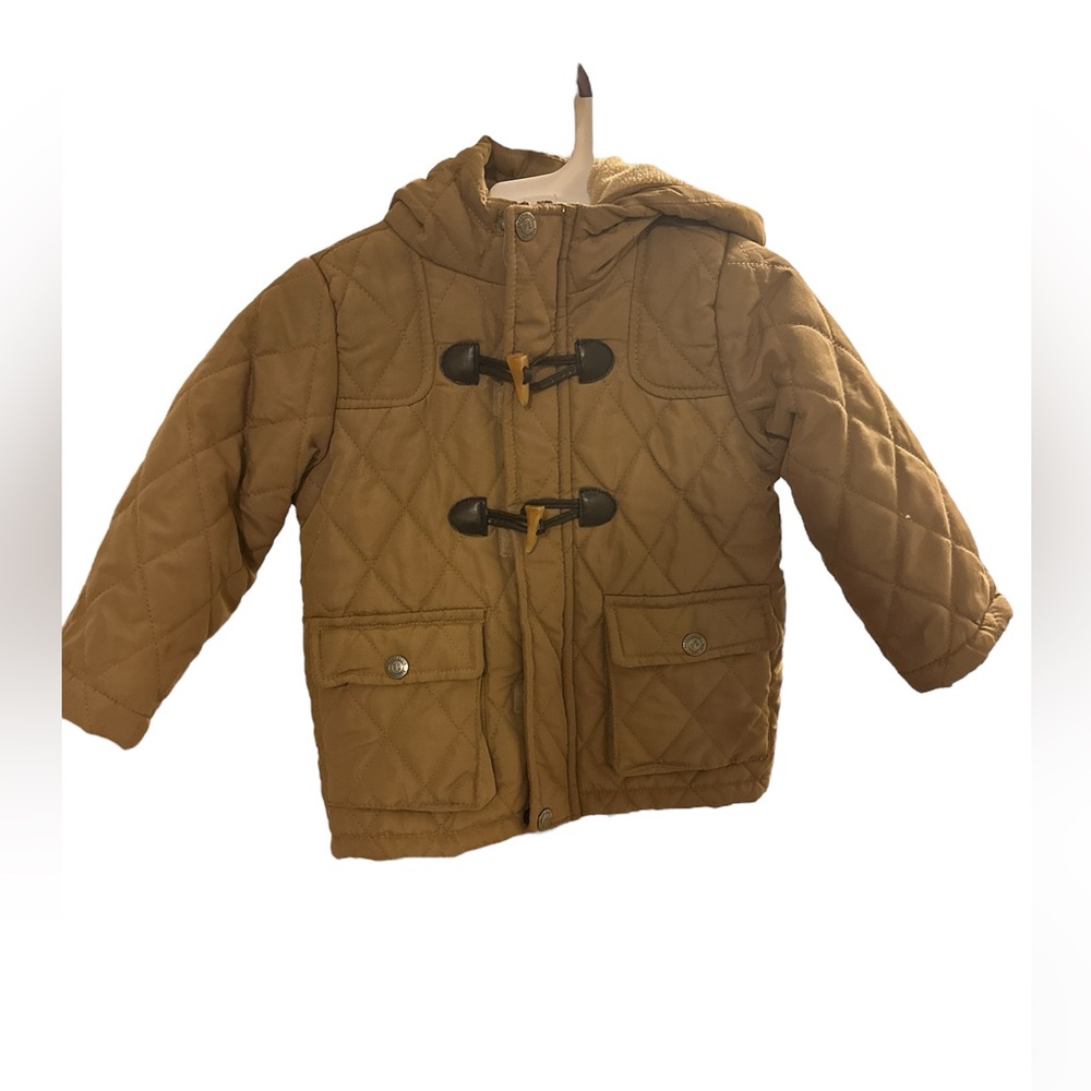 Perry Ellis toddler quilted hooded tan jacket